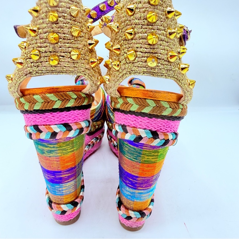 Christian Louboutin Madcarina Vibrant Multicolor Wedges - Picture 7 of 16